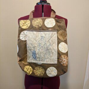Upcycled Hand + Machine Embroidered Fashion Sketch Canvas Tote Bag